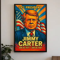 Jimmy Carter 39th President of the United States Colorful Comic Book Style Poster