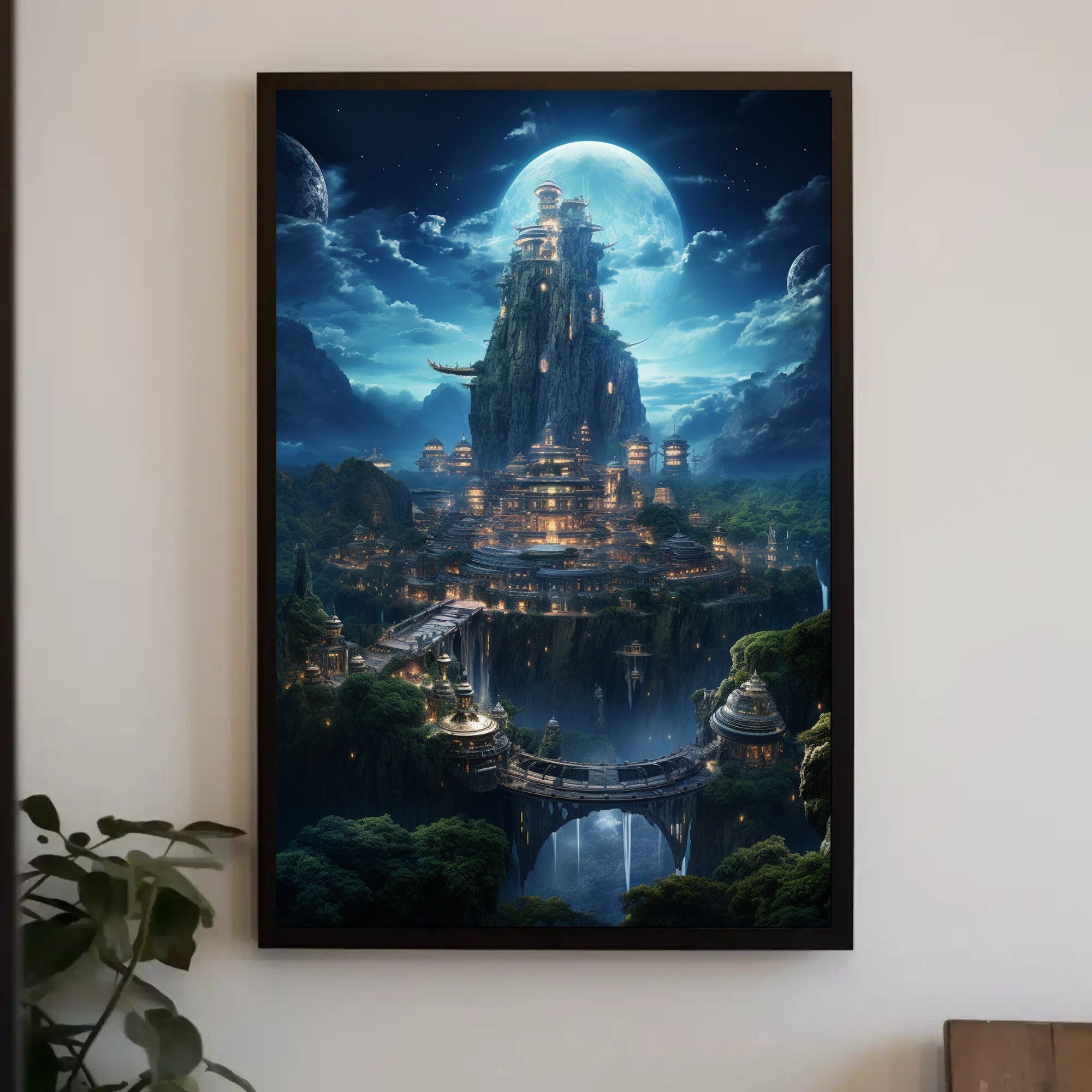 Enchanted Moonlit City Poster