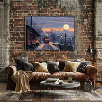 Vintage Winter Train Station Nostalgia Art Print