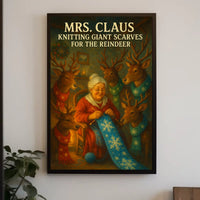 Mrs. Claus And Her Knitting Poster