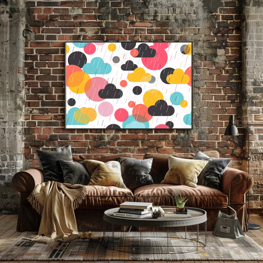 Vibrant Abstract Circles and Clouds Art Poster