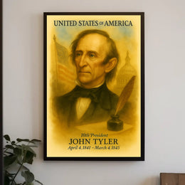 John Tyler 10th President of the United States Vintage Watercolor Poster