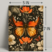 Vibrant Butterfly and Flowers Decorative Animal Poster