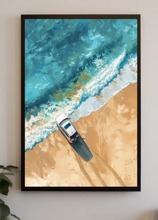 Adventure Awaits: Modern Beach Scene Travel Poster