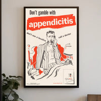 Appendicitis Health Warning Vintage Public Health Campaign Poster PosterGoat