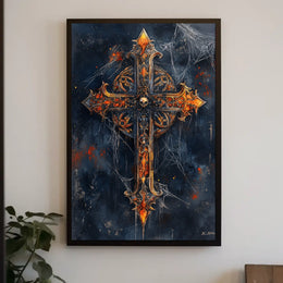 Gothic Skull Cross Art Print Poster