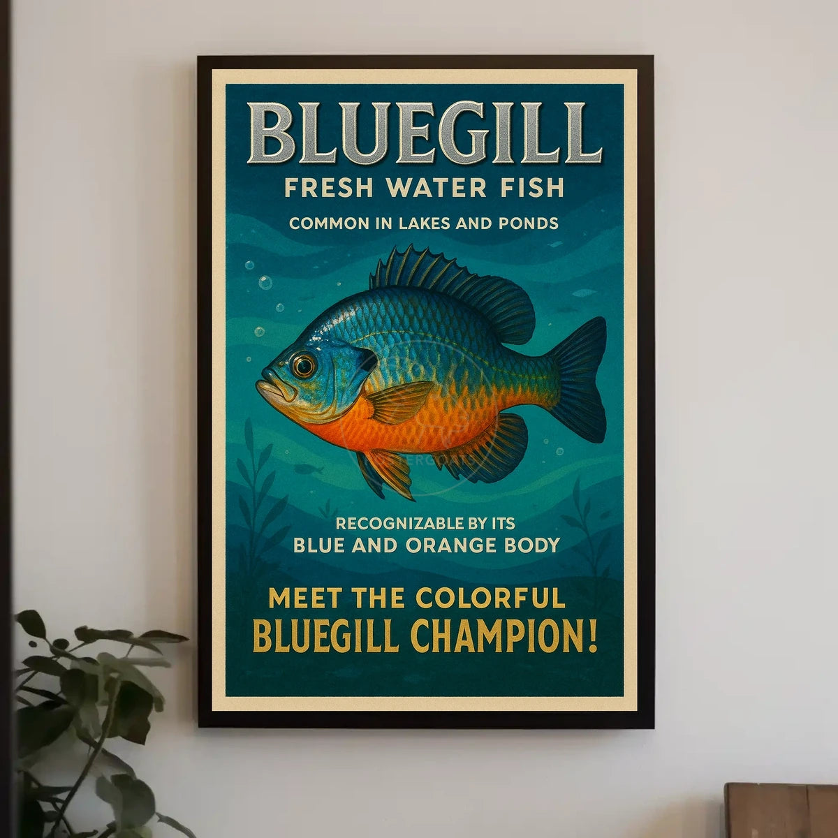 Bluegill Fish Vintage Illustration - Animal Poster
