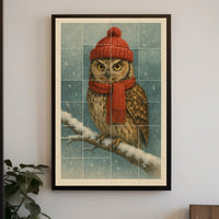 Winter Owl In Red Poster