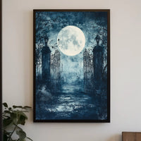 Mysterious Moonlit Gate Scene Artistic Poster