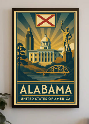 Alabama Heritage Landmarks Art Deco Travel Poster