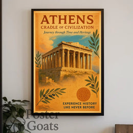Athens Parthenon Vintage Travel Poster
