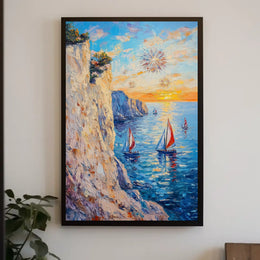 pixelmotion copyai 35099 Thick oil impasto painting of a coastal cl 5e7818ef ccf4ef9bde5b64623829Poster