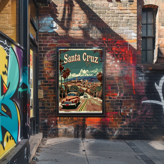 Santa Cruz Classic Car and Coast Travel Poster