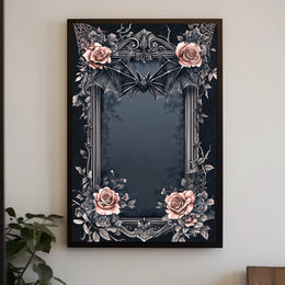 Gothic Romance Bat and Roses Poster