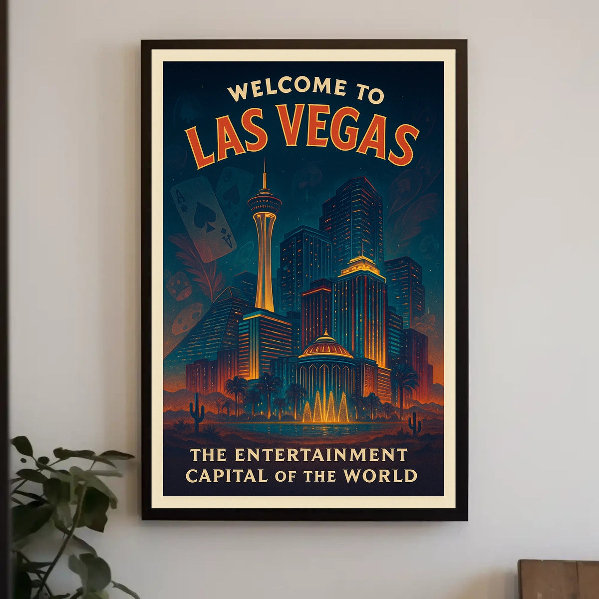 Las Vegas Vintage Skyline Poster: Nostalgic Travel Art