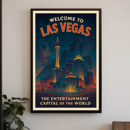 Las Vegas Vintage Skyline Poster: Nostalgic Travel Art