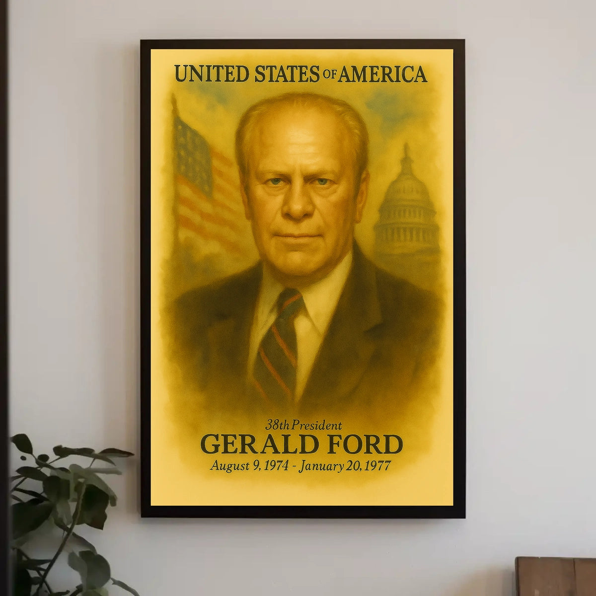 Gerald Ford 38th President of the United States Vintage Watercolor Poster