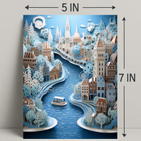 Whimsical River Cityscape Poster