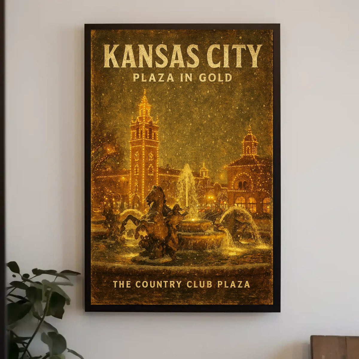 Kansas City Plaza In Gold Poster