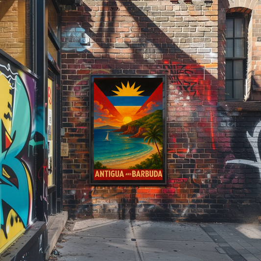 Tropical Paradise Antigua and Barbuda Travel Poster