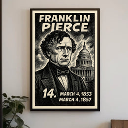Franklin Pierce 14th President of the United States B & W Comic Sketch Poster