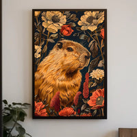 Capybara in Bloom Wall Art Print