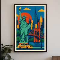 Iconic New York City Poster Wall Art 18x24 Cityscape