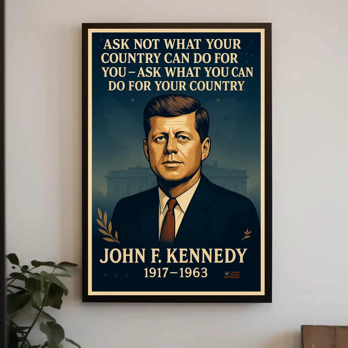 John F. Kennedy Inspirational Patriotic Quote Poster