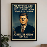 John F. Kennedy Inspirational Patriotic Quote Poster