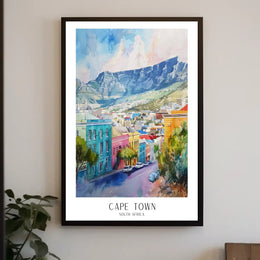 Cape Town Cityscape Watercolor Art Poster Urban or Cityscape Poster PosterGoat