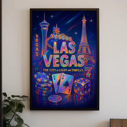 Las Vegas Poster Neon Lights Wall Art For Living Rooms