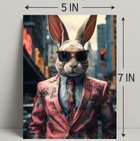 Stylish Rabbit In The City Poster