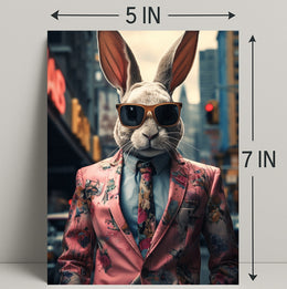 Stylish Rabbit In The City Poster