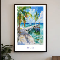 Tropical Belize Coastal Scene Travel Poster PosterGoat