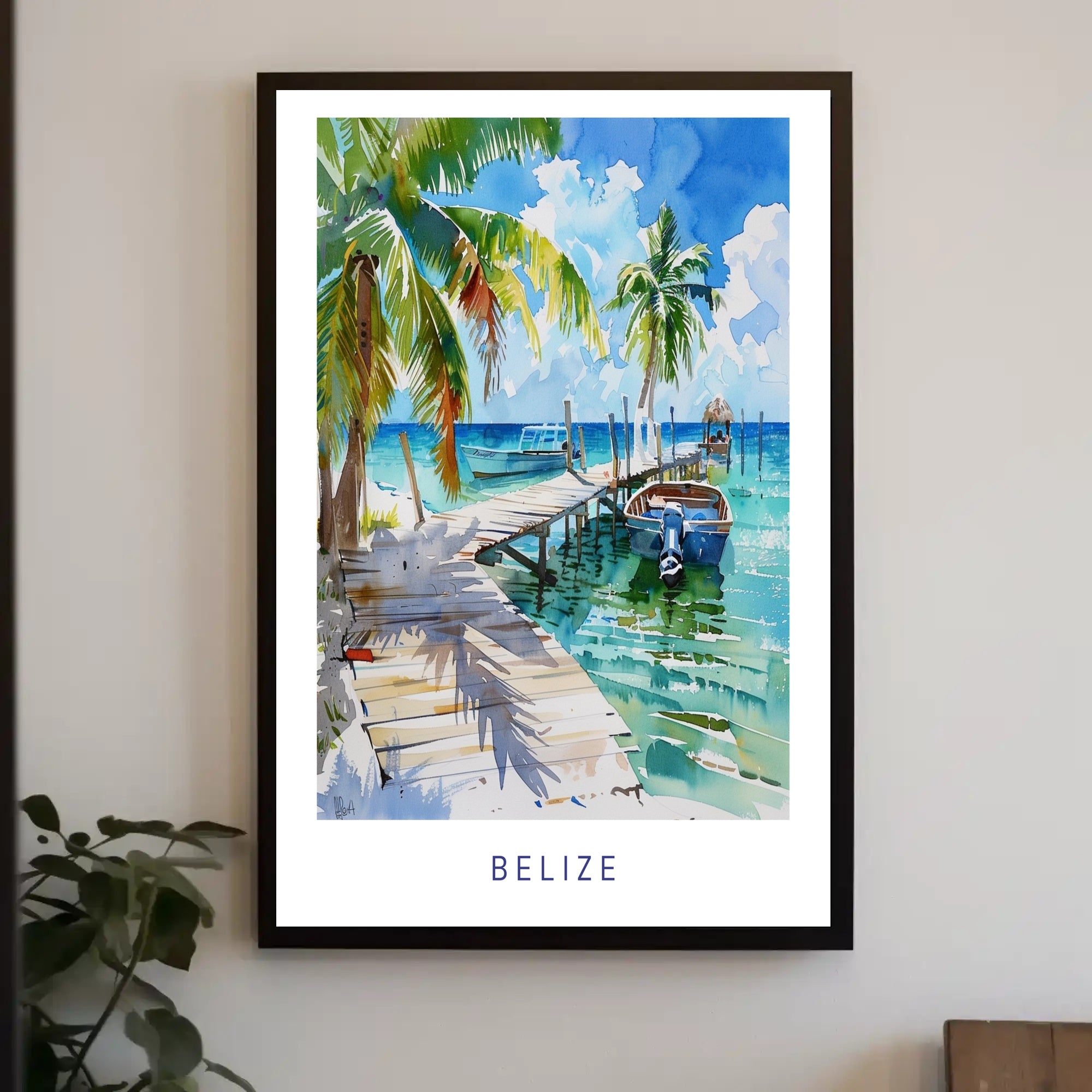 Tropical Belize Coastal Scene Travel Poster PosterGoat