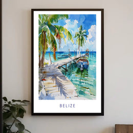 Tropical Belize Coastal Scene Travel Poster PosterGoat