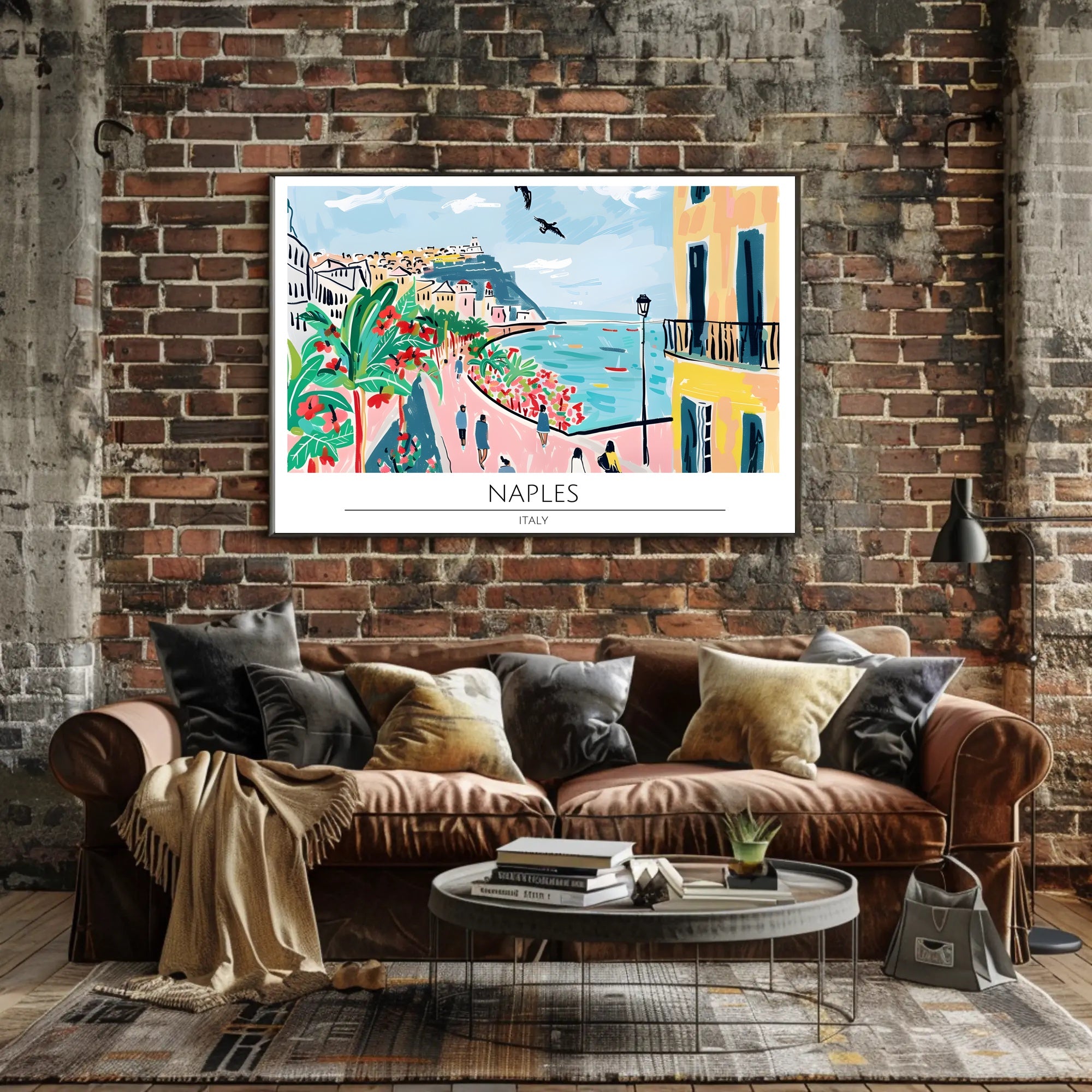 Vibrant Naples Seaside Poster PosterGoat