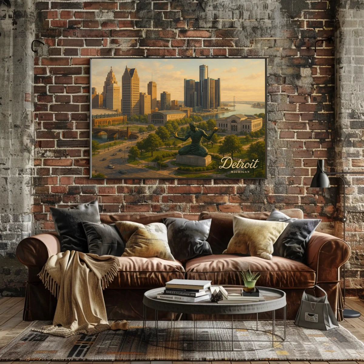 Detroit Skyline Michigan Urban Travel Photography Realism Heritage Iconic Cityscape Poster