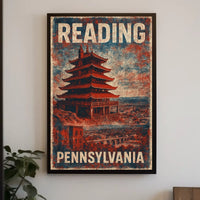 Reading Pennsylvania Pagoda Vintage Travel Poster