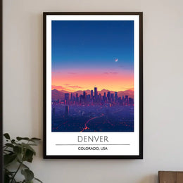 Denver Twilight Skyline Art Print - Urban or Cityscape Poster