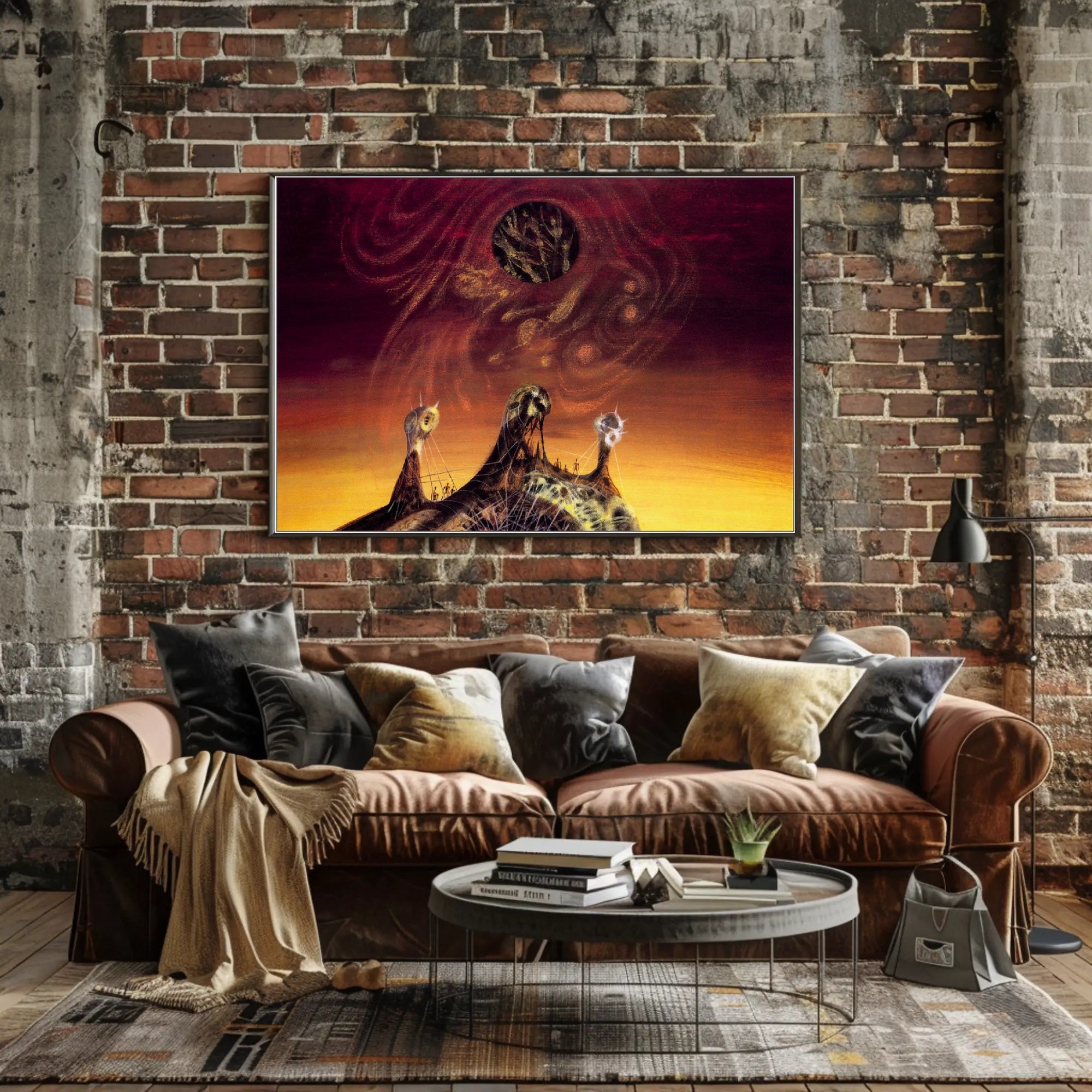 Mysterious Peaks Surreal Landscape Art Poster, Abstract Category