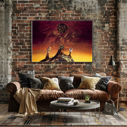 Mysterious Peaks Surreal Landscape Art Poster, Abstract Category