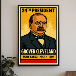 Grover Cleveland 24th President of the United States Inked Comic Style Poster