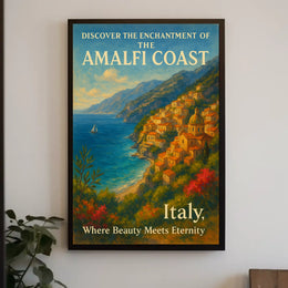 Amalfi Coast Romantic Seascape Art Poster Print