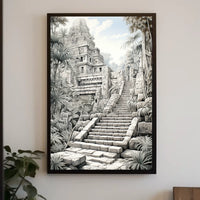 Ancient Mesoamerican Jungle Pyramid Cultural or Heritage Poster