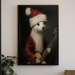 Festive Ferret With Guitar Poster