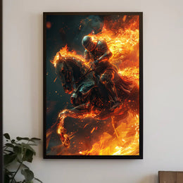 Fiery Knight in Battle: Epic Fantasy or Mythology Poster PosterGoat