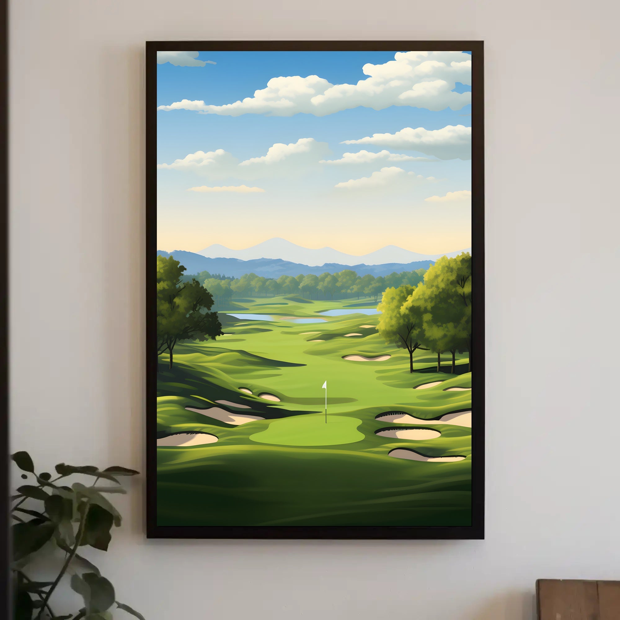 Serene Golf Course Scene Illustrative Sports Poster