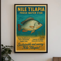 Nile Tilapia Vintage Aquatic Poster for Sustainability Enthusiasts
