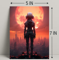 Futuristic Explorer At Sunset Poster PosterGoat